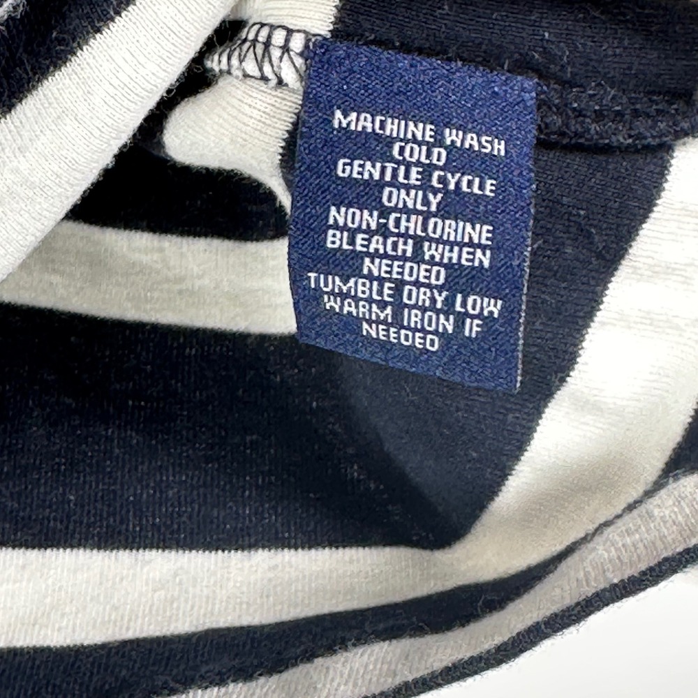 Chaps Womens XL Navy Blue White Striped Cotton Long Sleeve Top Sleeve Pocket B84 - Picture 3 of 6